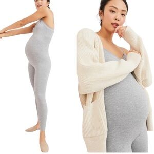 HATCH Collection The Body Rib Unitard Grey Melange Stretch XS NWT